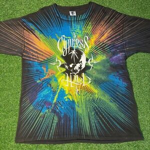 Vintage 90s Cypress Hill AOP Single Stitch T Shirt XL Black 1993 Rare Hip Hop